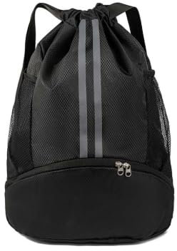 Sportbeutel, Nylon Kordelzugbeutel, Wasserdicht Turnbeutel, Sportrucksack mit Kordelzug, Verstellbar Sportrucksack mit Schuhfach, Schul-Sport-Rucksack für Herren Damen Kinder Jugend, Schwarz