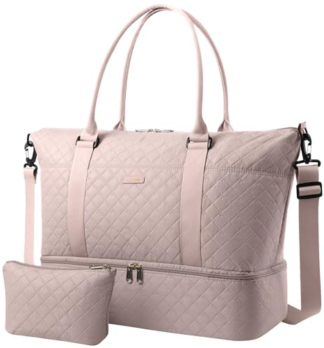 HOTOR Sac De Voyage 45x36x20 pour Easyjet – Grand Sac Voyage Femme Hommes Avec Compartiment Chaussures, Pliable Bagage Cabine, Léger Sac à Main Fourre Tout Pratique Pour Week-ends et Voyages, Rose