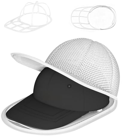 KOSLEOW Support de Lavage pour Casquettes de Baseball, Cage de Nettoyage Pliable avec Filet de Protection pour Machine à Laver et Lave Vaisselle, Maintient la Forme des Casquettes - Blanc
