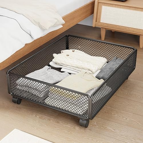 Cassetto portaoggetti sotto il letto con ruote, in rete traspirante, per letto, divano, scrivania, soluzione per riporre oggetti in casa