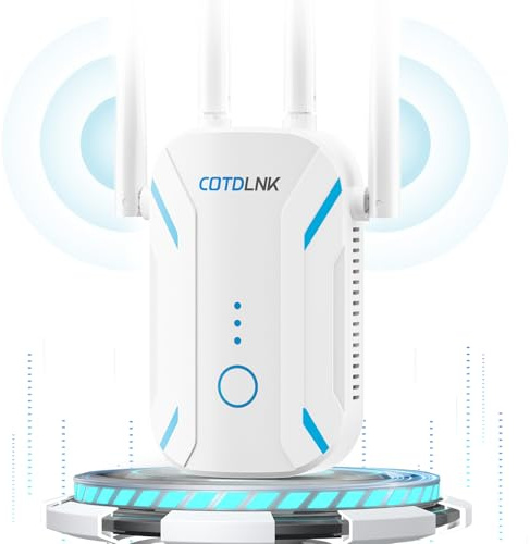 2026 COTDLNK WLAN Verstärker 1200Mbit/s WiFi Repeater mit Eingebaute PA WLAN Repeater für zu Hause, WiFi Booster 5 GHz und 2,4 GHz Dualband, einfache Einrichtung, mit Ethernet-Anschluss, EU-Stecker