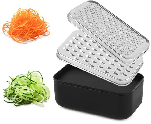 Cheese Grater With Container,Box Grater Cheese Shredder Lemon Zester,Kitchen Stainless Steel Food Grater,Perfect For Hard Parmesan Or Soft Cheddar Cheeses,Ginger,Butter Etc