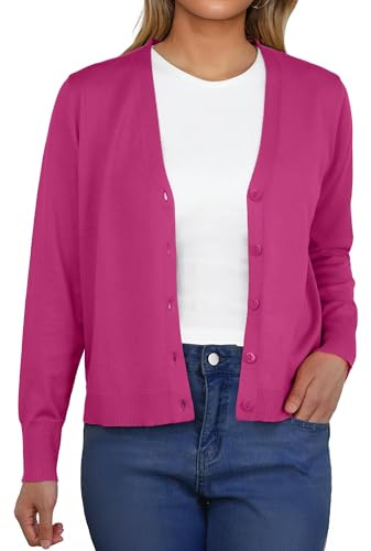 GRECERELLE Lätt damcardigan jumper V-ringad långärmad ledig damkoftor med knappar stickade kläder för sommarkväll