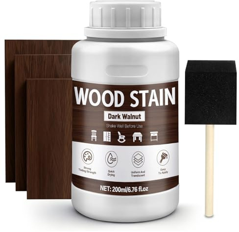 NoxGule Dark Oak Wood Stain, Exterior Wood Stain, WoodStain Outdoor, Furniture Refinishing, Quick-Drying, Uniform Penetration, for Coffee Table Dining Table Door Stair Fence Garden Furniture, 250ml