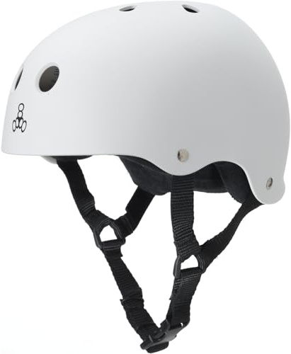 Triple Eight Sweatsaver Liner Skateboarding Helmet, White Rubber, Medium