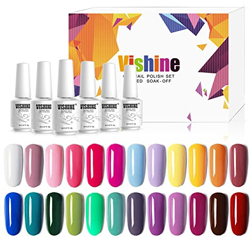 Vishine - Esmalte de uñas semipermanente de gel UV LED, 24 colores, kit de manicura para Nail Art, 8 ml, regalo ideal