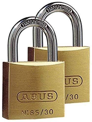 ABUS Vorhängeschloss Messing 65/30 - 2er Set, gleichschließend - Schlosskörper aus massivem Messing - gehärteter Stahlbügel - ABUS-Sicherheitslevel 4