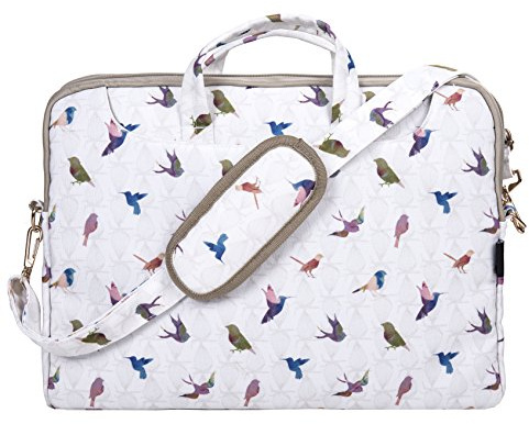 TaylorHe Funda para portátil (15 / 40cm) bolso de bandolera para 15-15,6 portátiles Laptop con bolsillos laterales para accesorios, pájaros, verde