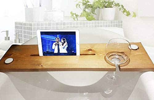 Kabalo Tablette de Plateau de Plateau de Bain en Bois, Porte-Verre, Bougie et Tablette de vin