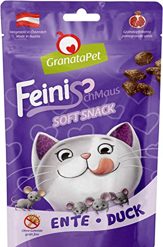 GranataPet FeiniSchmaus Ente, Leckerchen für Katzen, weicher Katzensnack, Katzenleckerli ohne Getreide & Zuckerzusätze, Belohnung für zwischendurch, 50 g