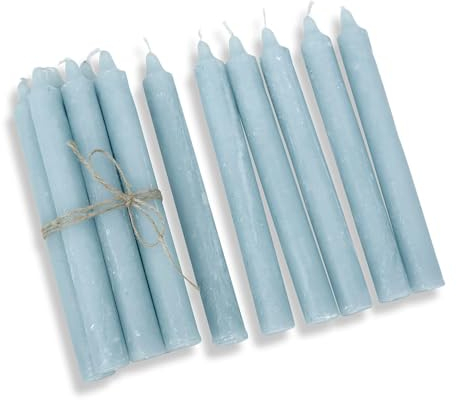 Loberon Set di 12 Candele Blu Bauceau – Candele a Stelo Decorative realizzate a Mano – Finitura Rustica – Colorate in profondità e Non profumate – Durata da accese ca. 7-8 Ore, Blu