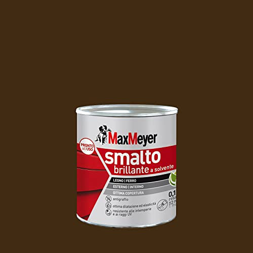 MAXMEYER Smalto a solvente per ferro e legno brillante TESTA DI MORO R8017 0,125 L