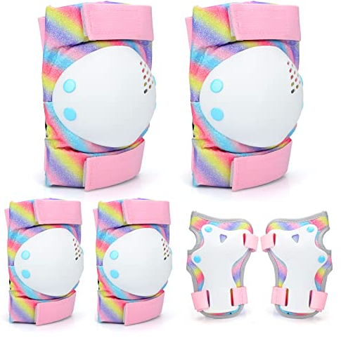 CHMMY Knieschoner Kinder Knieschützer für Mädchen Schützer Inline Skates Kinder mit Handgelenkschoner, Knie und Ellenbogenschützer für Rollschuhe, Radfahren, BMX-Fahrrad, Skateboard