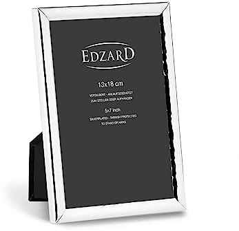 EDZARD Cadre photo Riga (13 x 18 cm) élégant plaqué argent, protégé contre le ternissement, avec crochet de suspension, cadre photo, argenté, format portrait et paysage