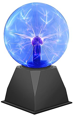 DELIPOP Sfera al Plasma da 6 Pollici, Lampada al Plasma Magica Sensibile al Tocco e al Suono, Luce Novità Luci Notturne per Decorazione/Bambini/Camera da Letto, Blu