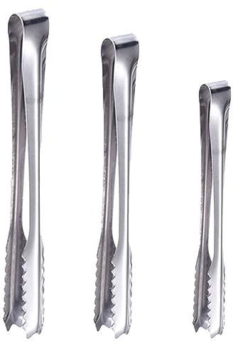 3PCS Stainless Steel Ice Tongs Non-Stick Bread Tongs Serving Tongs with Teeth Bar Sugar Ice Tongs Bar Kitchen Serving Tong Food Tong
