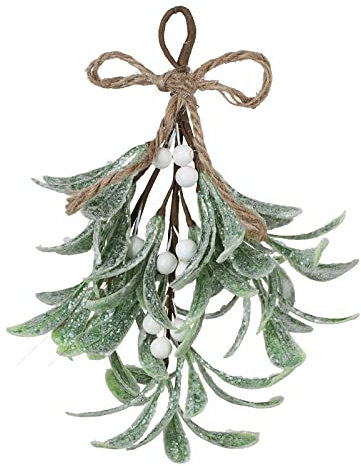 Algado 4Pcs Artificial Mistletoe Picks, 9.1inch Christmas Mistletoe Decoration with White Berries, Artificial Mistletoe Floral Stems, Mistletoe Hanging Ornament for Home Wedding Decor