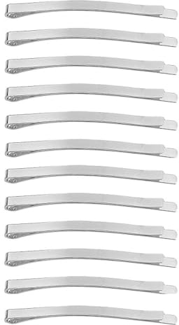 Mytoptrendz® 12 forcine classiche per capelli, in tinta unita, curve, larghe, piatte, forti, in metallo, forcine per capelli da donna e ragazza (argento, 6 cm)