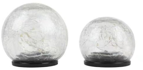 anso Lampe LED d'extérieur à énergie solaire en forme de boule en verre craquelé étanche (10 cm de lumière chaude)