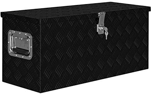 JUDYY Caja de Aluminio Negra 80x30x35 cm, Caja De Herramientas Metalica, Caja De Transporte Herramientas, Caja Aluminio 146442