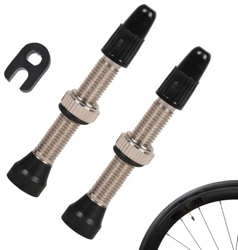 Válvula para Tubeless para Bicicleta, Set de 2, Negro, 45 mm, Compatible con Ruedas de 26”, 27.5” y 29”, Incluye Válvulas de Latón Duraderas y Universales