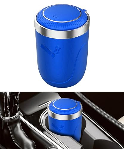 Flaconi Car Ashtray,Car Ash Tray,Ashtray for Car,Ash Tray for Cars,Car Ashtray with Lid Smell Proof,Cup Holder Ashtray,Car Ashtray with Lid,Ashtray Car,Suitable for Cars Van Outdoors(Blue)