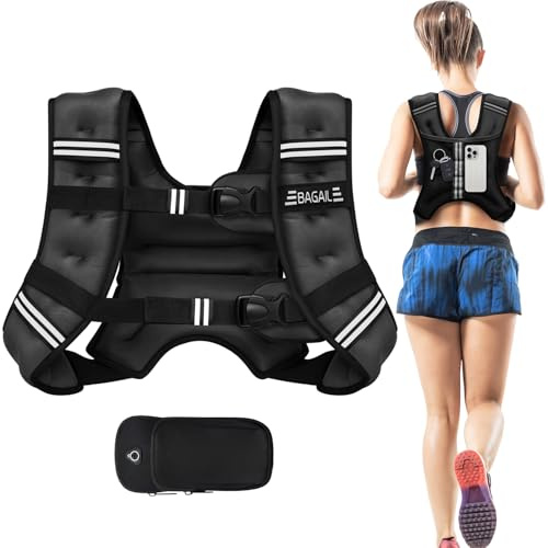 BAGAIL Weighted Vest for Strength Training, Bust Size Adjustable, Convenient Pocket, Iron Sand Weighted Vests, Ideal for Gym Workouts, Yoga Training and Aerobic Exercises, 13.6kg/30lb, Black