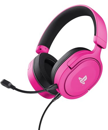 Trust Gaming GXT 498P Forta Casque PS5 Licence Officielle pour PlayStation 5, Pilotes de 50 mm, Arceau Réglable, Câble de 1,2 m, Casque Gaming PS4 Over Ear avec Microphone Détachable, Rose