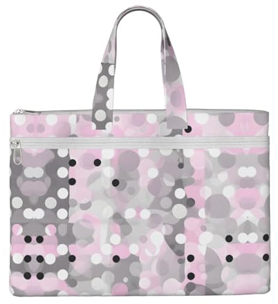 SDEGTHO Gray White Modern Polka Dot Zippered Document Bag With Handle For Carrying Paper Files Books Filing Folder