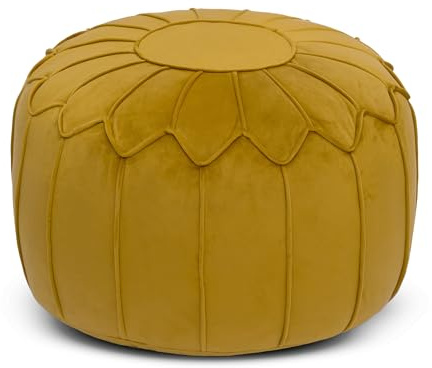 Loft 25 Pouf Rond Beanbag Repose Pieds 27x45 cm Gaming pour Adultes Salon Durable Coussin de Sol Pouffe (Curcuma)