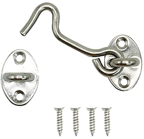 Gancio per cabina, chiavistello porta, gancio porta, occhio chiavistello & bulloni per serrature delle porte, supporto silenzioso, acciaio inox, 75 mm, argento