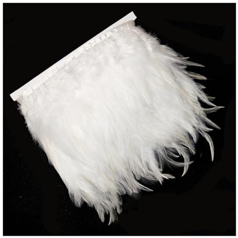 Plumes de poulet sauvages 1M, artisanat de décoration, plumes colorées faites à la main, ruban de fête, accessoires de décoration de mariage(White)