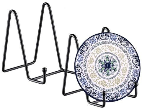 Arimsoa Lot de 2 chevalets en métal noir de 15,24 cm - Présentoir décoratif pour photo, art, assiettes, images, livres