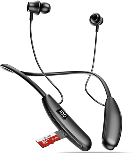 Bluetooth Neckband Earphones Wireless, 200 Hours Playtime,Lightweight Sports Headphones with Mic, Magnetic Earbuds for Running, IPX5 Waterproof, Noise Reduction, TF Card Music Playback, In-Ear Headset