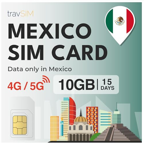 travSIM SIM-kort för Mexiko | 15 dagar – 10 GB data-SIM | 5G/4G höghastighetsdata | obegränsad internetåtkomst för Google, Facebook, Whatsapp, Instagram med mera