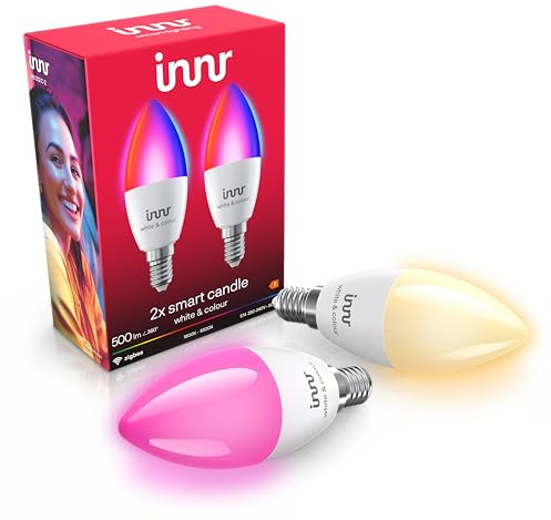 innr Zigbee Smart Lampe E14, funktioniert mit Hue* und Alexa (Bridge erforderlich), White & Color, 16 Millionen Farben, Smart Home Glühbirne, Kerze, Dimmbar, 2 Stück