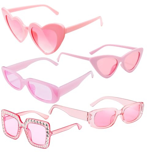 HDGSAFD 5 stycken rosa solglasögon, fashionabla solglasögon, UV-skyddsglasögon, sommar solskyddstillbehör, flerstyle-lutande glasögon.