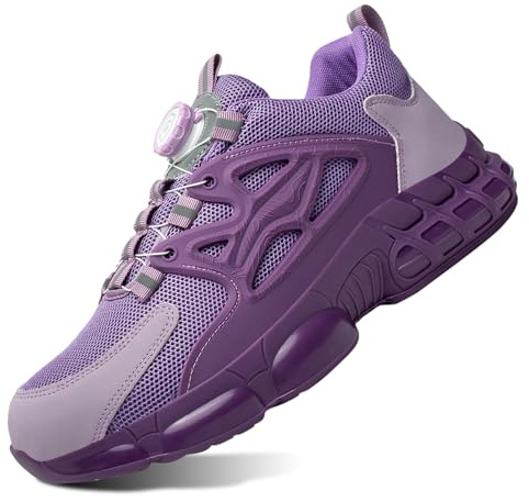 GemChve Chaussures de Sécurité Hommes Femmes Basket Légère Respirante Travail Antidérapante avec Embout en Acier Pink 39 EU