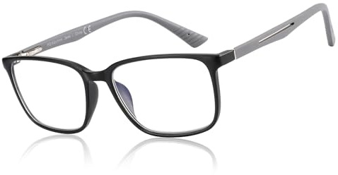 ZENOTTIC Blue Light Glasses,Reading Glasses for Men Square Frame Anti-Glare Sport Computer Glasses Black 0 x