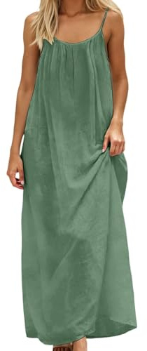 YOSUWOAI Robe cami dos nu pour femme - Robe maxi d'été pour la plage - Bretelles spaghetti - Robe de loisirs élégante - Robe longue - Robe de plage - Coupe ample - Chemise de nuit