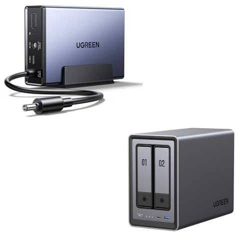 UGREEN NASync DXP2800 NAS 2 Bahías + UPS 120W 12000mAh, CPU Intel N100 de Cuatro núcleos, 8 GB de RAM DDR5, 2,5 GbE, 2 Ranuras M.2 NVMe, HDMI 4K, Almacenamiento Conectado a Red (sin Disco)