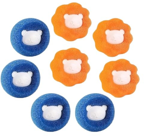 QEXUJOW Ricambi e accessori per lavatrici,Confezione da 8 palline per asciugatrice, riutilizzabili per lavatrice, per pulire peli di animali, vestiti e biancheria. Blu e arancione.