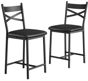 Garvee 2 Taburetes Altos de Bar sin Respaldo en Color Negro – Pack de Sillas Modernas para Isla de Cocina, Bar o Zona de Desayuno, Fáciles de Montar