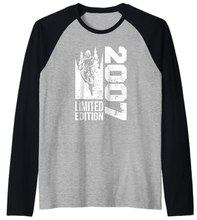 MTB Mountainbike Nacido en 2007 Cumpleaños BTT-Bicicleta Camiseta Manga Raglan