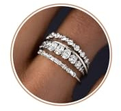 FUNEIA Stackable Gold Silver Rings for Women | Non Tarnish Dainty 14K Gold Plated Stacking Cubic Zirconia Thumb Ring Set Trendy Wedding Rings for Women Size 6 7 8 9 10