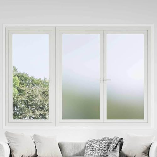 Lámina autoadhesiva para ventana de PVC, 45 x 2000 cm, para protección visual, efecto de vidrio esmerilado, protección UV, reducción del deslumbramiento, aislamiento térmico, ideal para baño