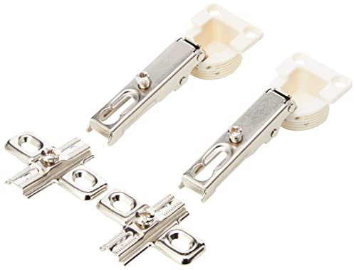 Merriway BH01741 (2 Pcs) Slide-On Kitchen Cabinet Wardrobe Hinges, Cruciform Plate Zinc Plated with White Cup, Full Overlay 26mm 95 Degree - Pack of 2 Pieces