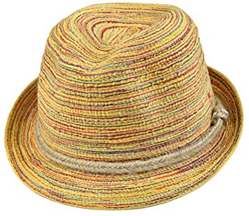 Tinksky Frauen Panama-Strohhut-Kappe Fedora-Hut Bunte gestreifte faltbare Sun-Kappe Bohemia Strand-Sommer