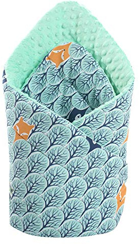 Medi Partners Slagtäcke plug-in kudde Minky 100% bomull 75 x 75 cm sovsäck dubbelsidig mjuk året runt multifunktionell antiallergiska spädbarn (skog med minzer Minky)