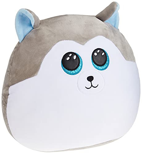 TY- Squish a boos-Coussin Slush Le Chien 40cm, TY39193, Blanc/Gris